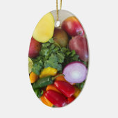 Peppers, Cilantro, uien Keramisch Ornament (Links)