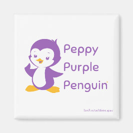 Peppy Paars Penguin 2-inch Square Magnet Magneet