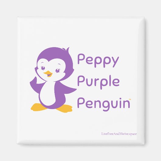 Peppy Purple Penguin Magnet Carré 2 pouces (Devant)