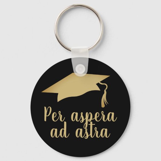 Per aspera ad astra Latijn Citaat Golden Afstudere Sleutelhanger (Voorkant)