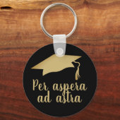 Per aspera ad astra Latijn Citaat Golden Afstudere Sleutelhanger (Voorkant)