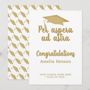 Per aspera ad astra Latijn Congrat Afstudeercap Kaart
