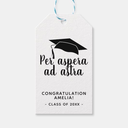 Per aspera ad astra Latin Congrat Afstuderen Cadeaulabel (Voorkant)