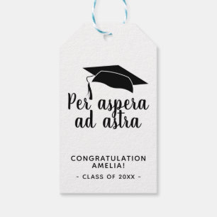 Per aspera ad astra Latin Congrat Afstuderen Cadeaulabel