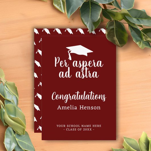 Per aspera en astra Latin Congrat Graduation Cap Kaart