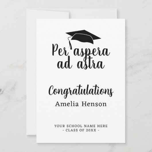 Per aspera en astra Latin Congrat Graduation Cap Kaart (Voorkant)