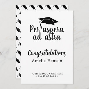 Per aspera en astra Latin Congrat Graduation Cap Kaart