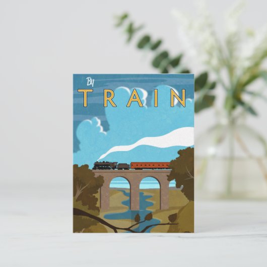 Per trein briefkaart (Staand voorkant)