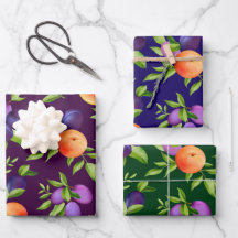 Peraches Plums Paars Cute Fruit Botanische Patroon