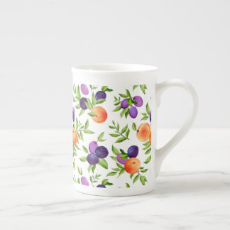 Peraches Plums Paars Cute Fruit Botanische Patroon Porselein Kop