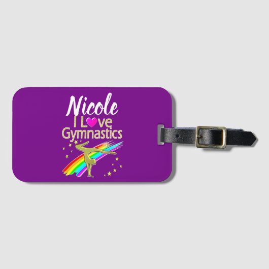 PERALIZED I LOVE GYMNASTICS DESIGN BAGAGELABEL (Voorkant (horizontaal))