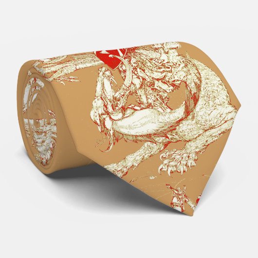 PERCEVAL EN DRAGON,VRAGENHOLY GRAIL Fantasy Brown Stropdas (Opgerold)