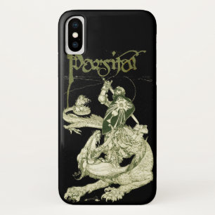 PERCEVAL FIGHTING DRAGON,VRAGENHOLY GRAIL Fantasy iPhone X Hoesje