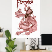 PERCEVAL FIGHTING DRAGON,VRAGENHOLY GRAIL Fantasy Poster (Thuiskantoor)