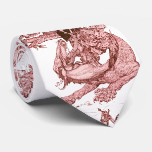 PERCEVAL FIGHTING DRAGON,VRAGENHOLY GRAIL Fantasy Stropdas