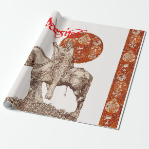 PERCEVAL LEGEND/VRAGE VAN DE HOLY GRAIL Red White Cadeaupapier