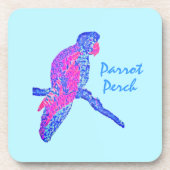 Perche de perroquet (bleu ciel) dessous de verre e (Devant)