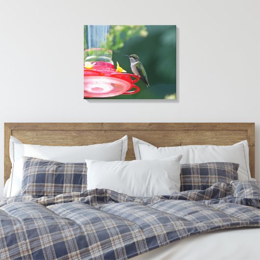Perched Hummingbird Canvas Afdruk (Insitu (Slaapkamer))