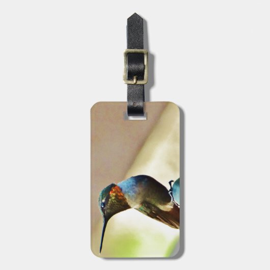 Perched Ruby en Green Little Hummingbird Bagagelabel (Voorkant verticaal)