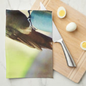 Perched Ruby en Green Little Hummingbird Theedoek (Quarter Fold)