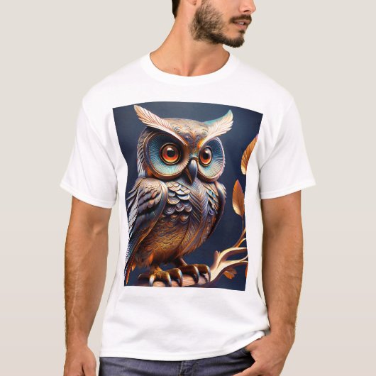 Perched Wisdom — Handcrafted Metal Owl Wall Sculpt T-shirt (Voorkant)