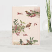 Perching Birds on Berry Branches met kerstkaart Kaart (Voorkant)
