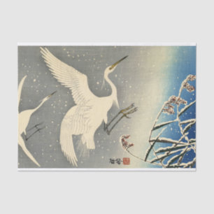 Perching Herons in Sneeuw van Ohara Koson Tissuepapier