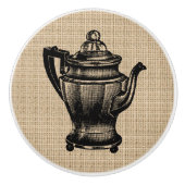 Percolateur vintage sur burlap - bouton de l'armoi (Devant)