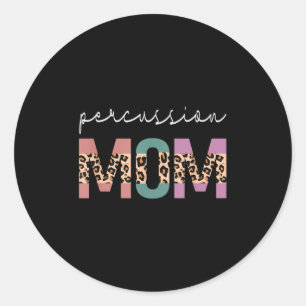 Percussie Mom Funny Drum Drummer Mom Leopard Ronde Sticker
