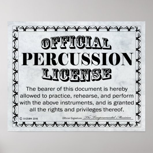 Percussion License Poster (Voorkant)