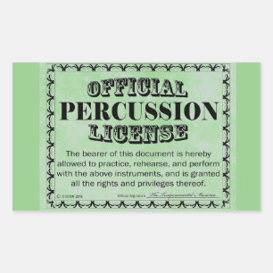 Percussion License Rechthoekige sticker