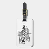Percussion Word Cloud Black Text Bagagelabel (Voorkant verticaal)