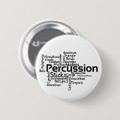 Percussion Word Cloud Black Text Ronde Button 5,7 Cm (Voorkant /achterkant)
