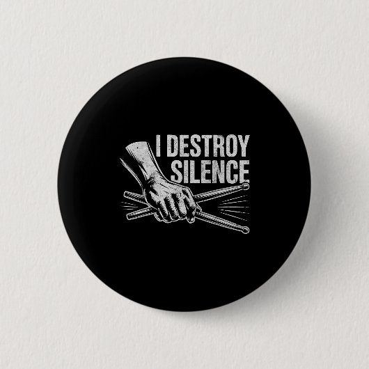 Percussionist Drummer I Destroy Silence Drumming L Ronde Button 5,7 Cm (Voorkant)
