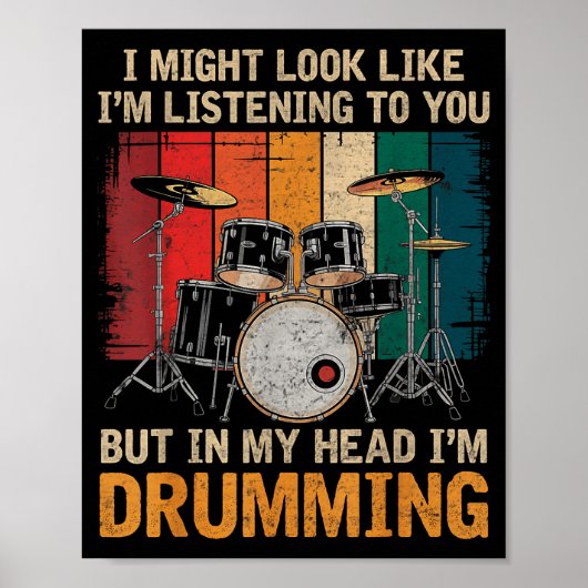 Percussionist Drumming For Drum Set Lover Drummers Poster (Voorkant)