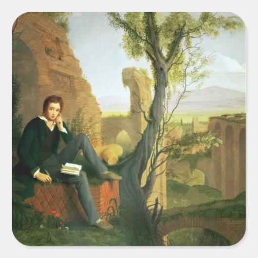 Percy Bysshe Shelley 1845 Vierkante Sticker (Voorkant)