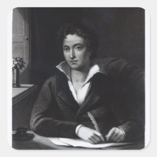 Percy Bysshe Shelley, gegraveerd door William Holl Vierkante Sticker