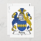 Percy Family Crest Briefkaart (Voorkant / Achterkant)