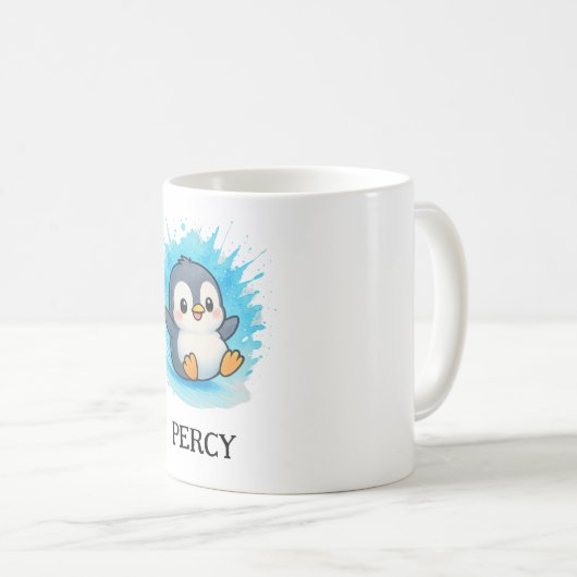 Percy Penguin Mug – Custom Cute Animal Name Gift (Devant droit)