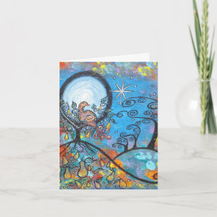 Perdrix magique dans une carte de Noël de poirier