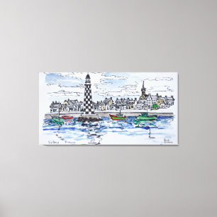 Perdrix-vuurtoren, Loctudy Bretagne, Frankrijk Canvas Afdruk