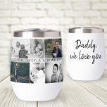 Père avec enfants et famille papa 6 Photo Collage<br><div class="desc">Père avec enfants et famille papa 6 Photo Collage Vin Thermal Tumbler. Collage de 6 photos, le nom du père avec un message doux dans un script noir tendance et les noms des enfants qui superposent les photos. Ajoutez vos 6 photos de famille préférées. Bon sang et un cadeau pour...</div>