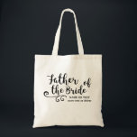 Père du manuscrit moderne chic du sac fourre-tout<br><div class="desc">Le père de la jeune mariée aimera ce sac fourre-tout personnalisé ! Un embellissement à la mode de police et de remous de manuscrit d'amusement ornent l'avant du sac et ci-dessous il y a l'espace pour deux lignes de texte fait sur commande - ajoutez le père du nom de la...</div>