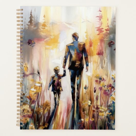 Père et enfant ensemble, aquarelle abstraite (Devant)