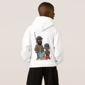 Père et fils afro-américains pêchant (Dos entier)