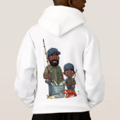 Père et fils afro-américains pêchant (Dos)
