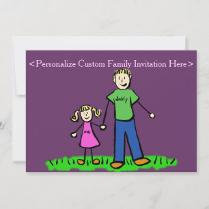 Père Fille Famille Art Personnalisé Invitation