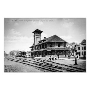 Pere Marquette Railroad depot, Bay City, MI Foto Afdruk