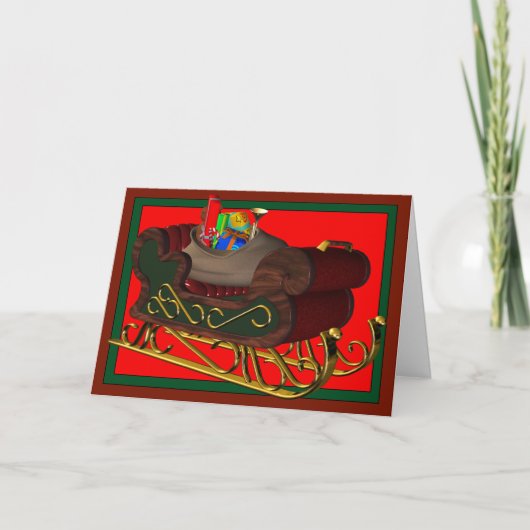 Père Noël 3D Sleigh - Carte de Noël (Devant)