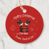 Père Noël à Chimney - étiquette cadeau de Noël (Devant)